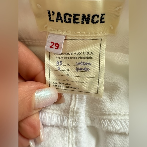 L'Agence Women's High Rise Zip Up Bell Flare Jeans – White Denim – Size 29 - Picture 4 of 10